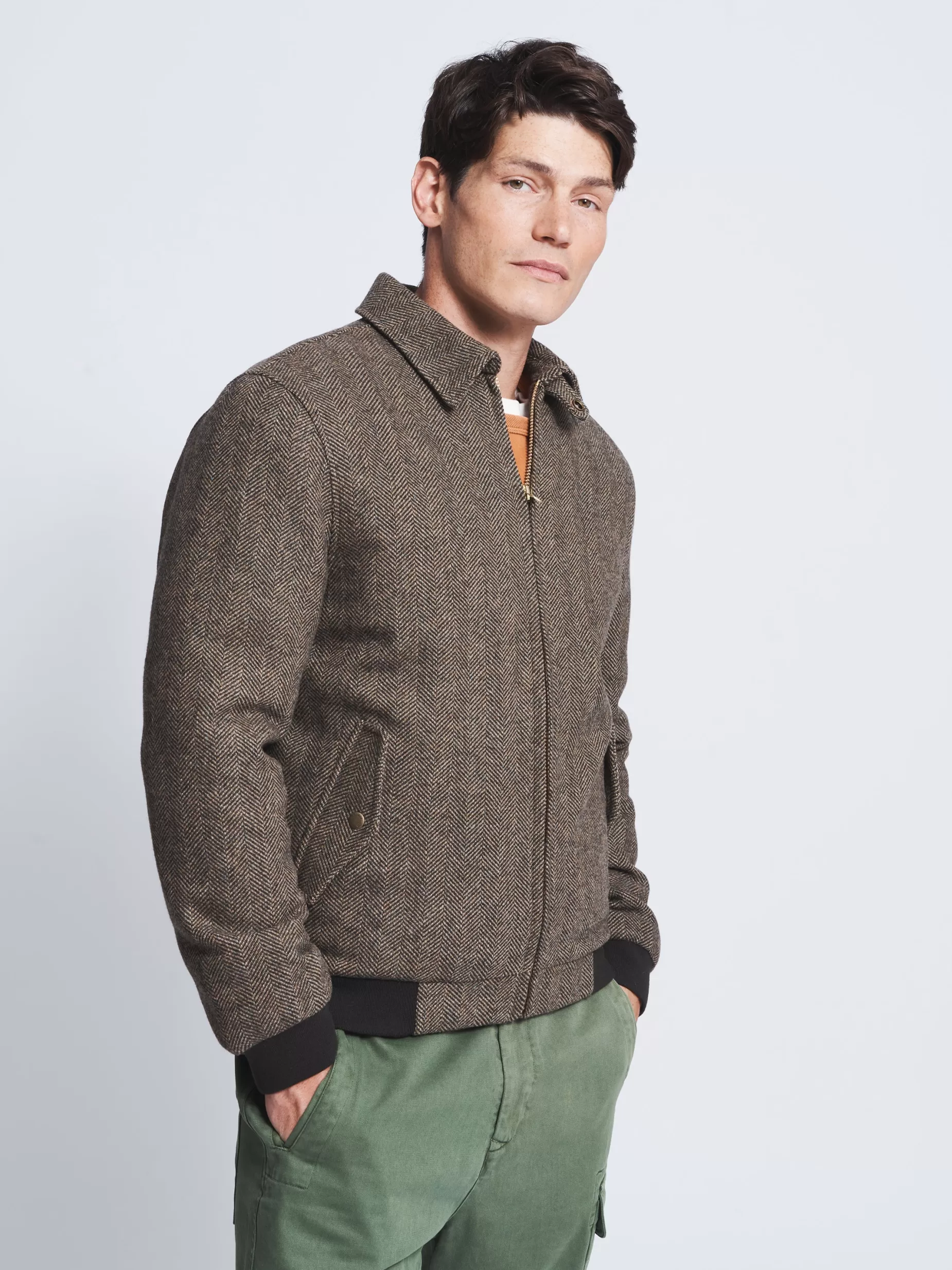 Flash Sale Aubin Alderney Wool Harrington Brown Herringbone