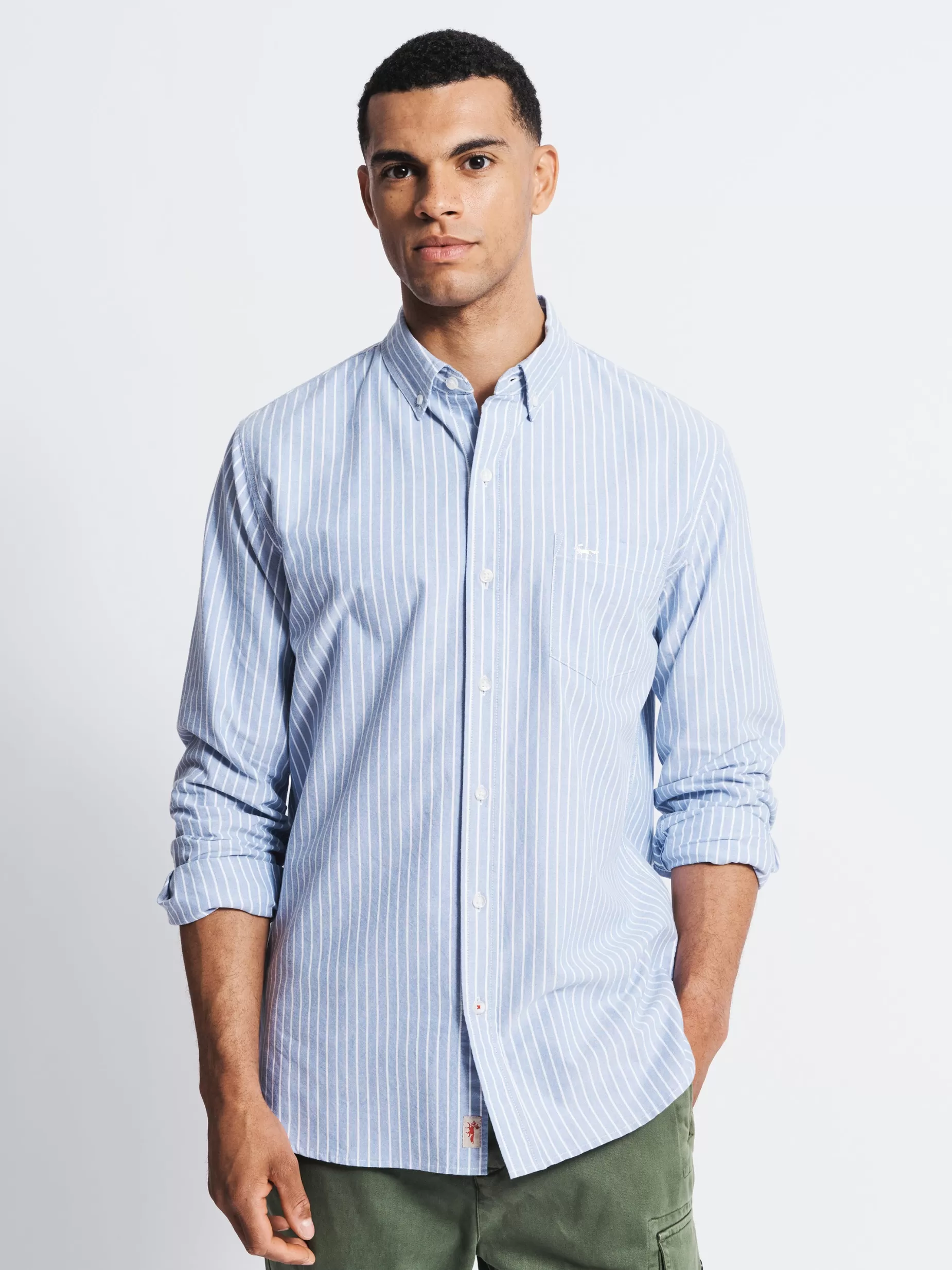 Online Aubin Aldridge Oxford Button Down Shirt Wide Blue Stripe