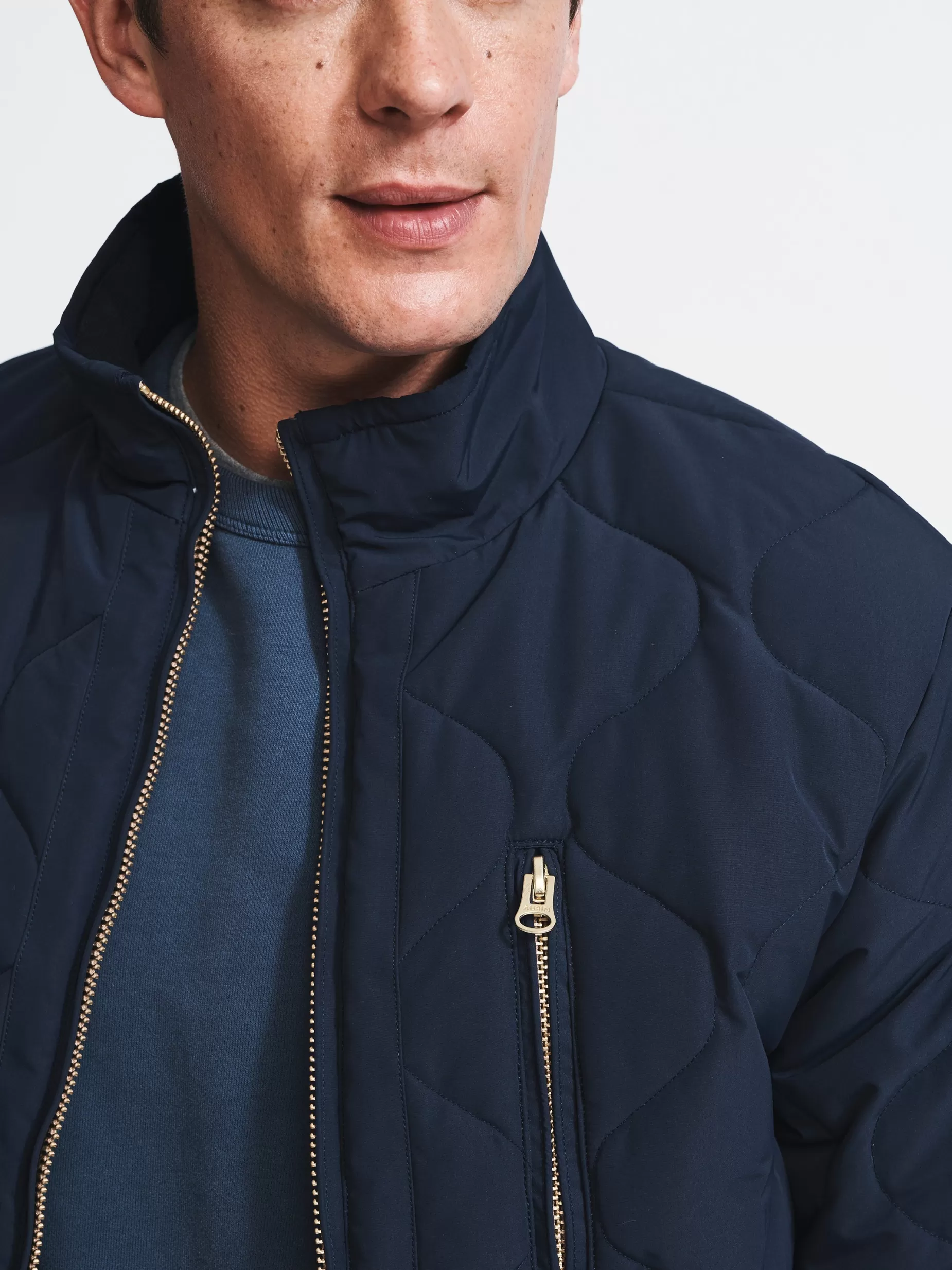 Store Aubin Barbel Quilted Jacket Navy