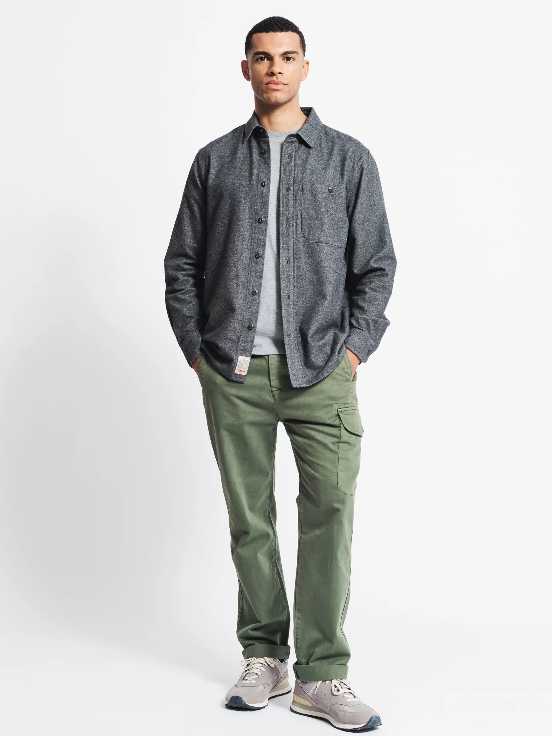 Fashion Aubin Barmer Marl Flannel Overshirt Grey