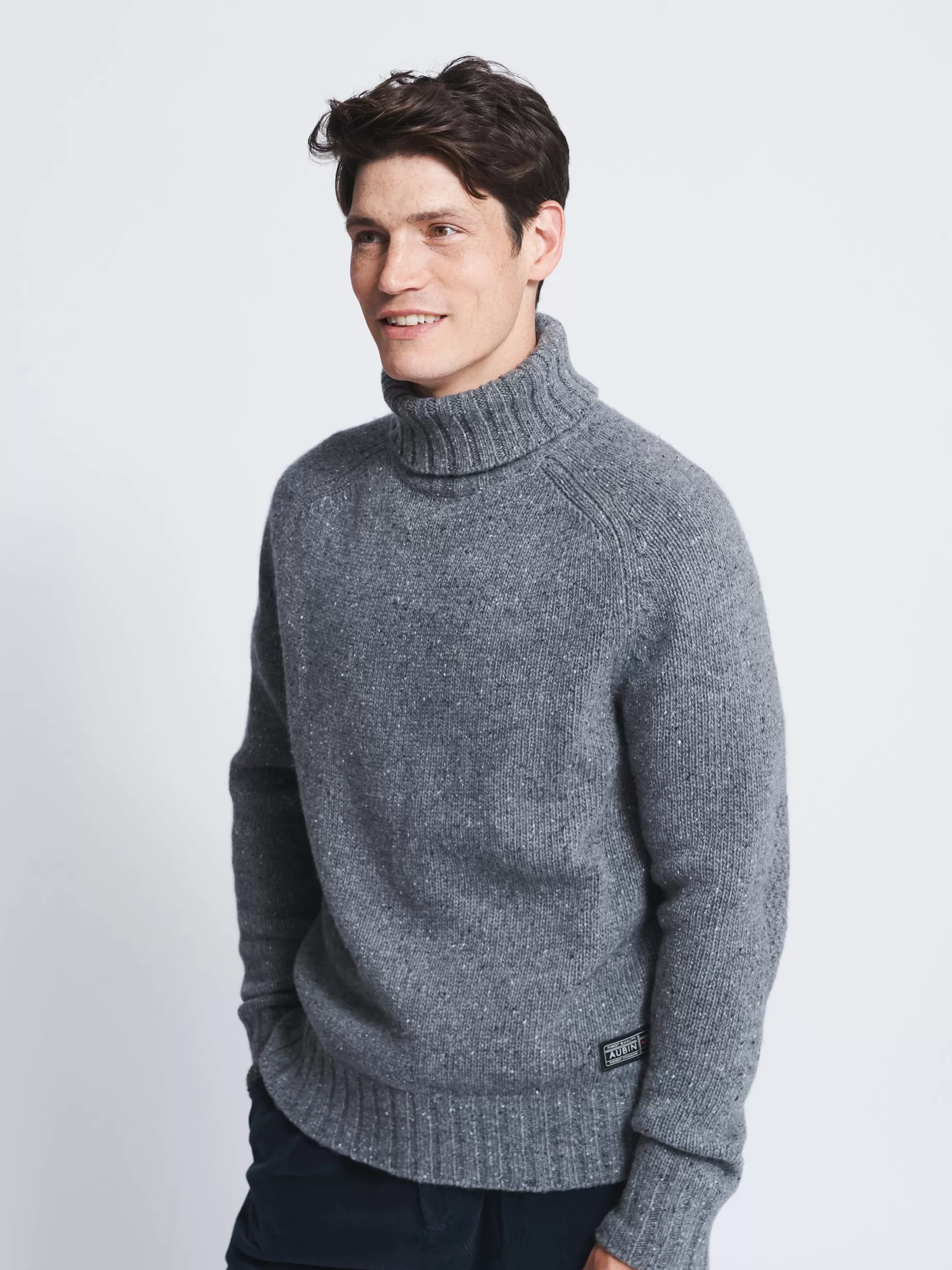 Shop Aubin Brancaster Donegal Roll Neck Grey