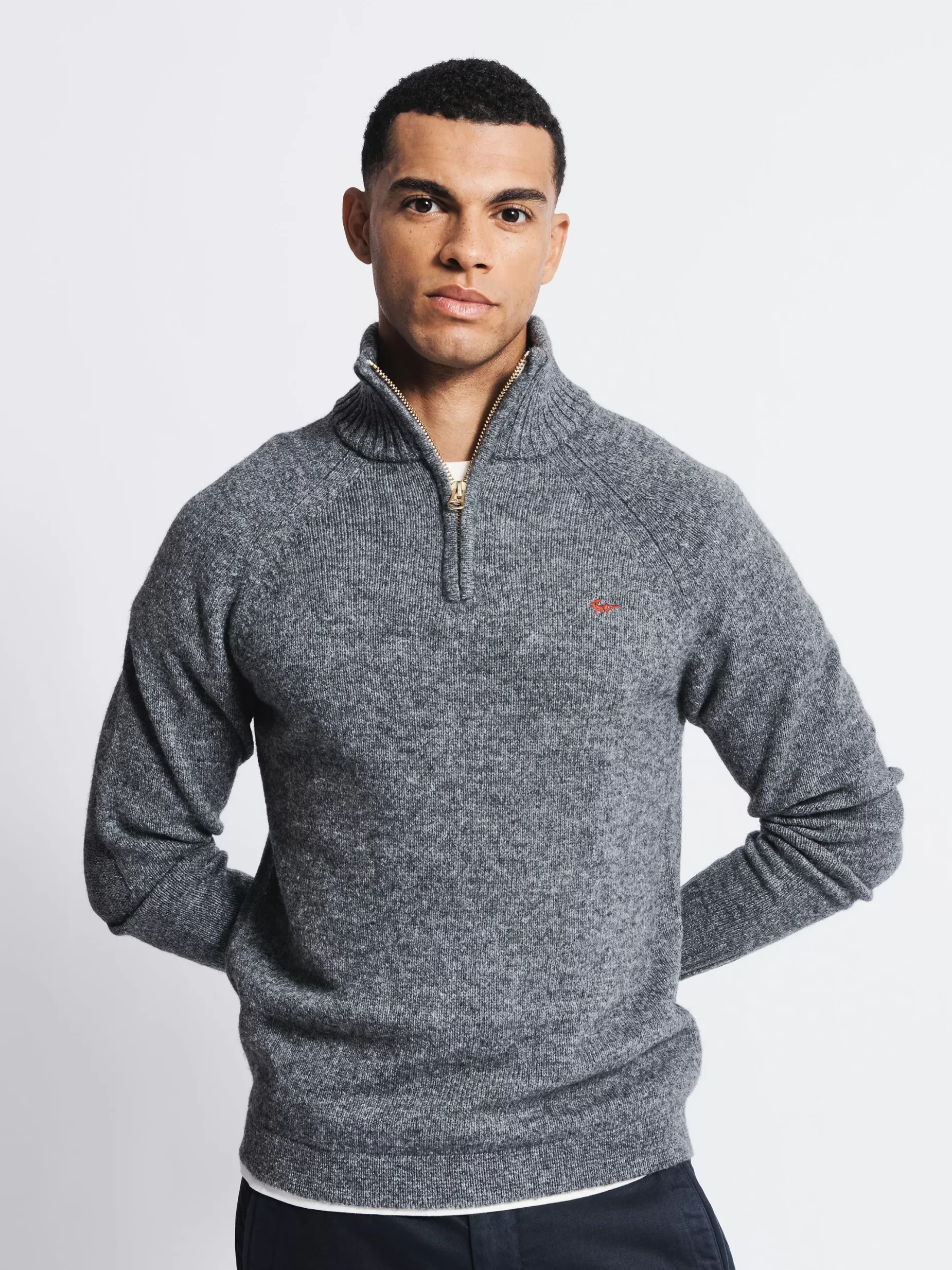 Cheap Aubin Bream Zip Neck Grey Marl