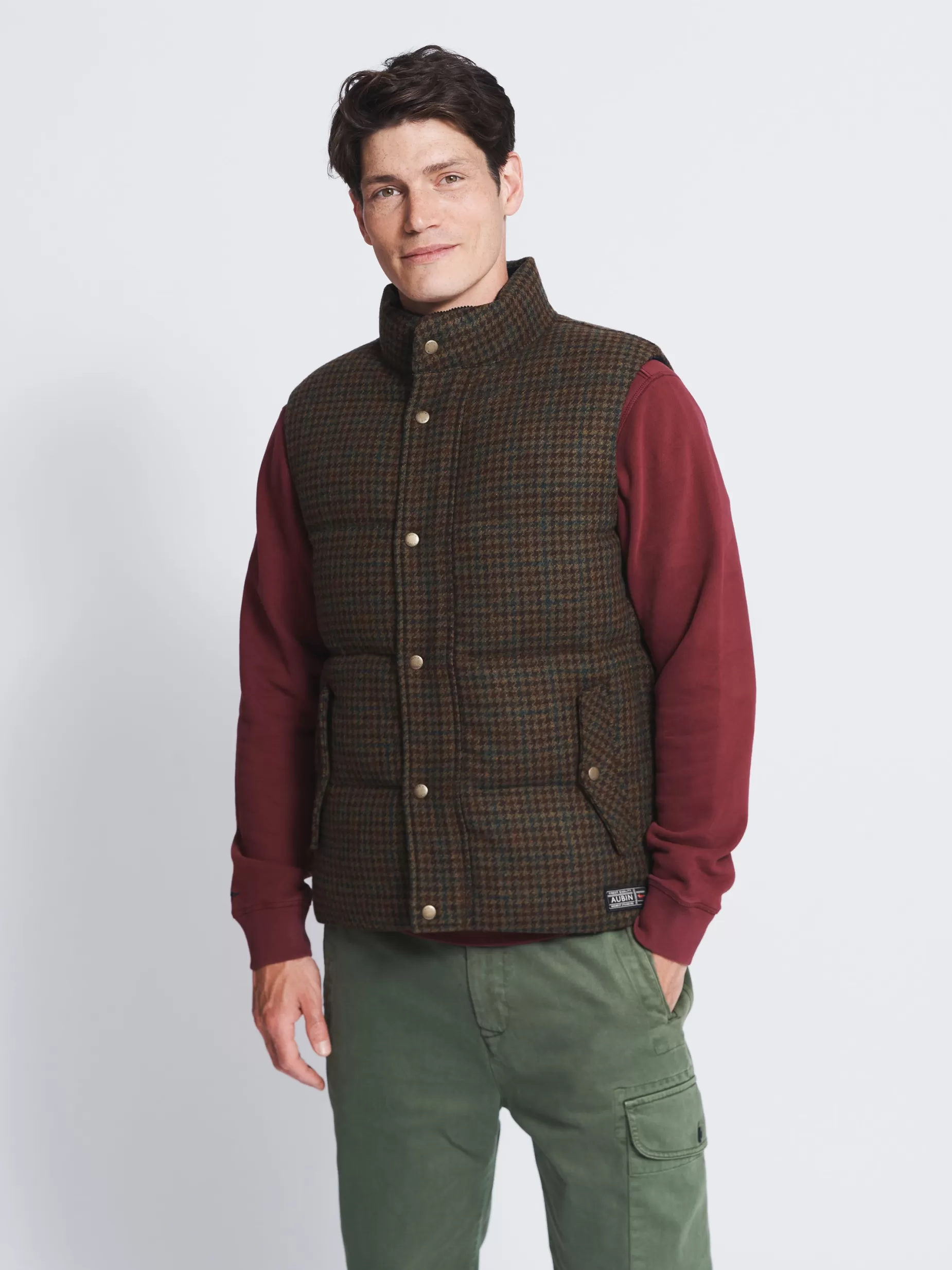 New Aubin Brecon Wool Gilet Check