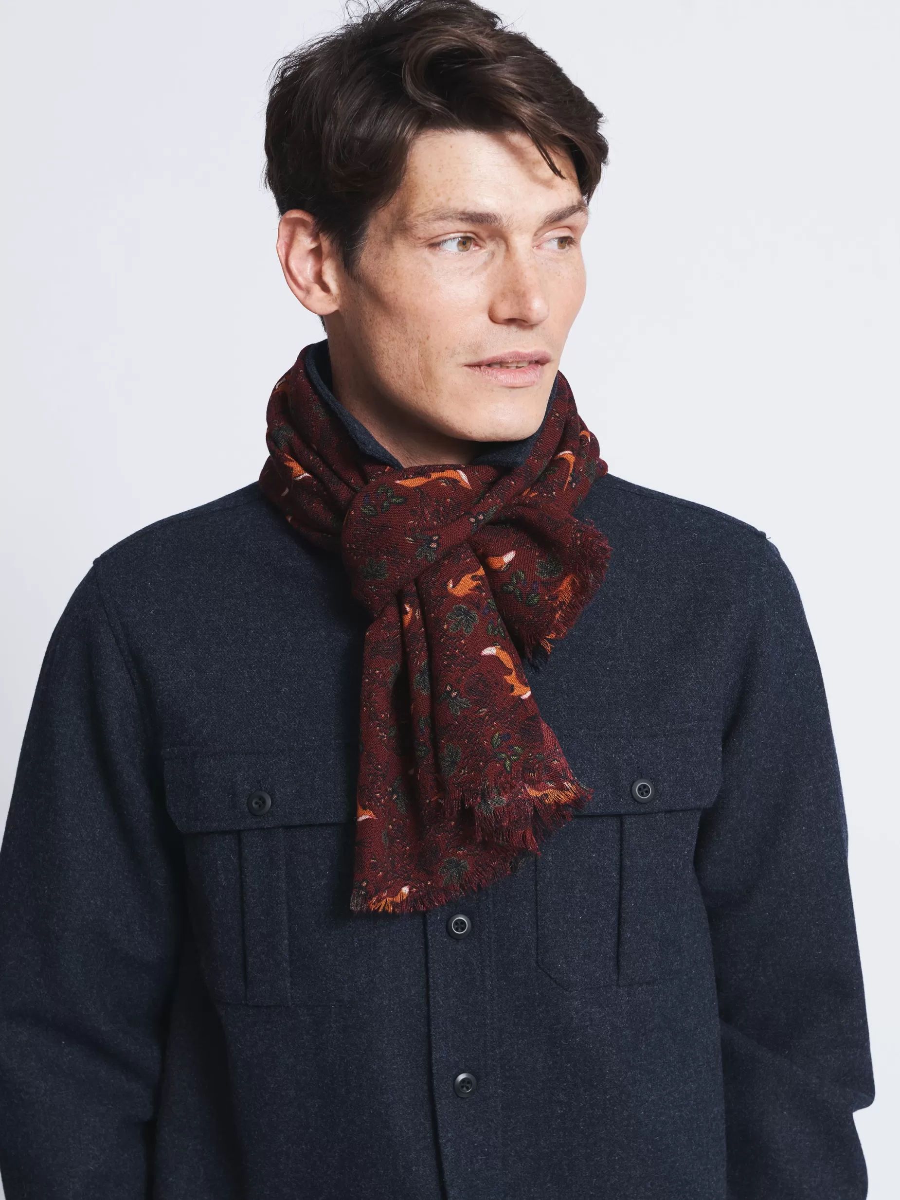 Online Aubin Caversham Printed Scarf Burgundy