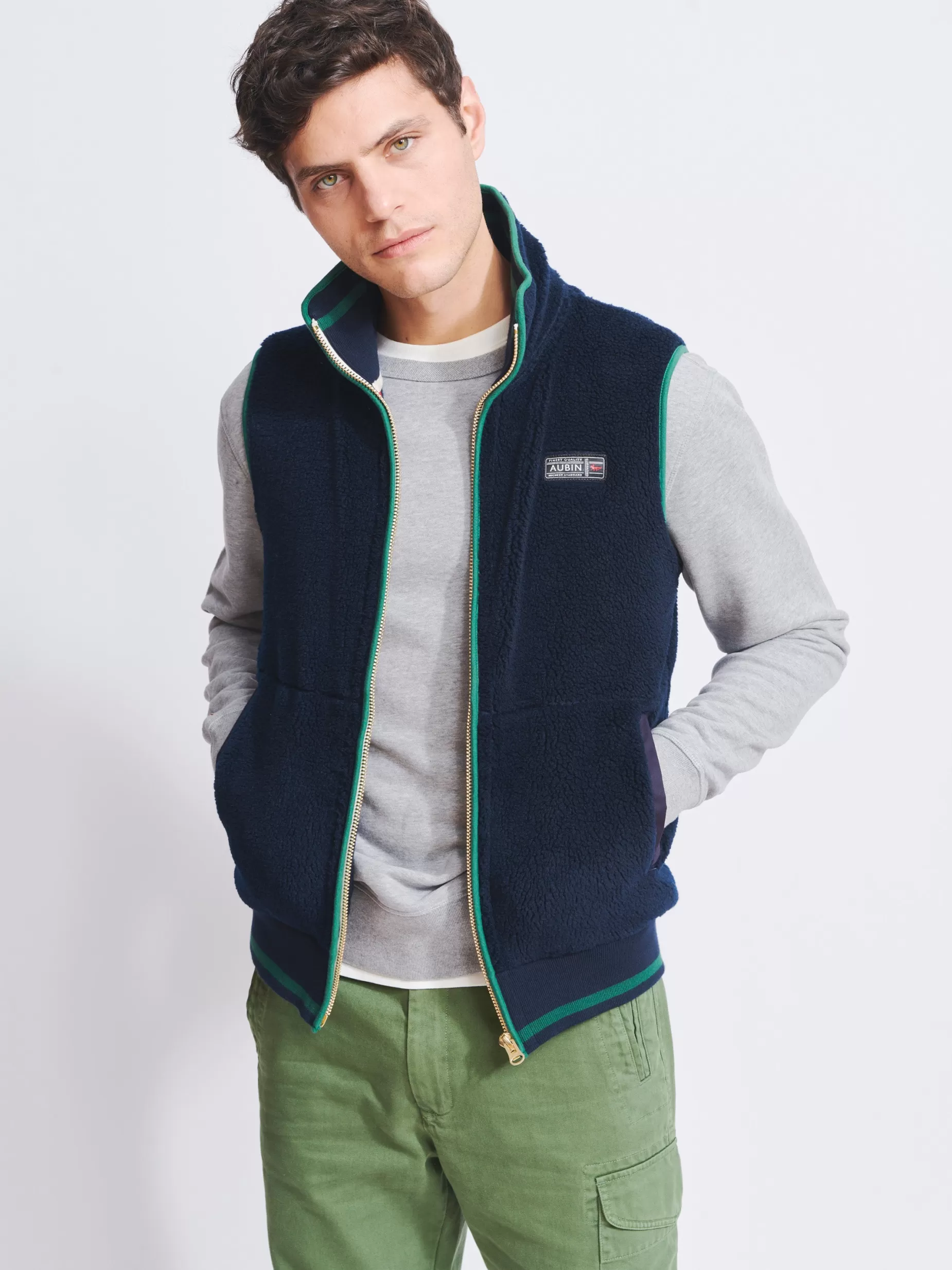 Clearance Aubin Chub Borg Gilet Navy