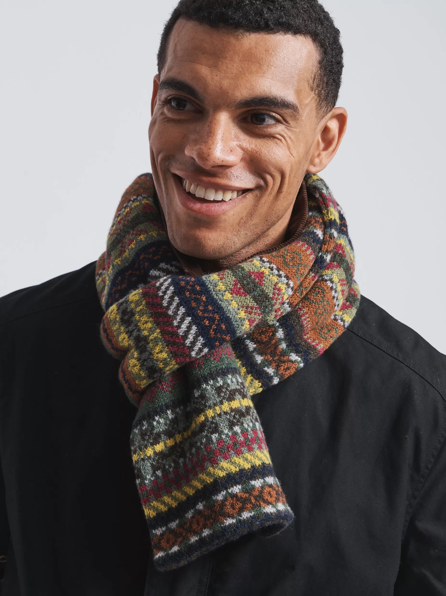 Shop Aubin Dales Scarf Brown Fairisle