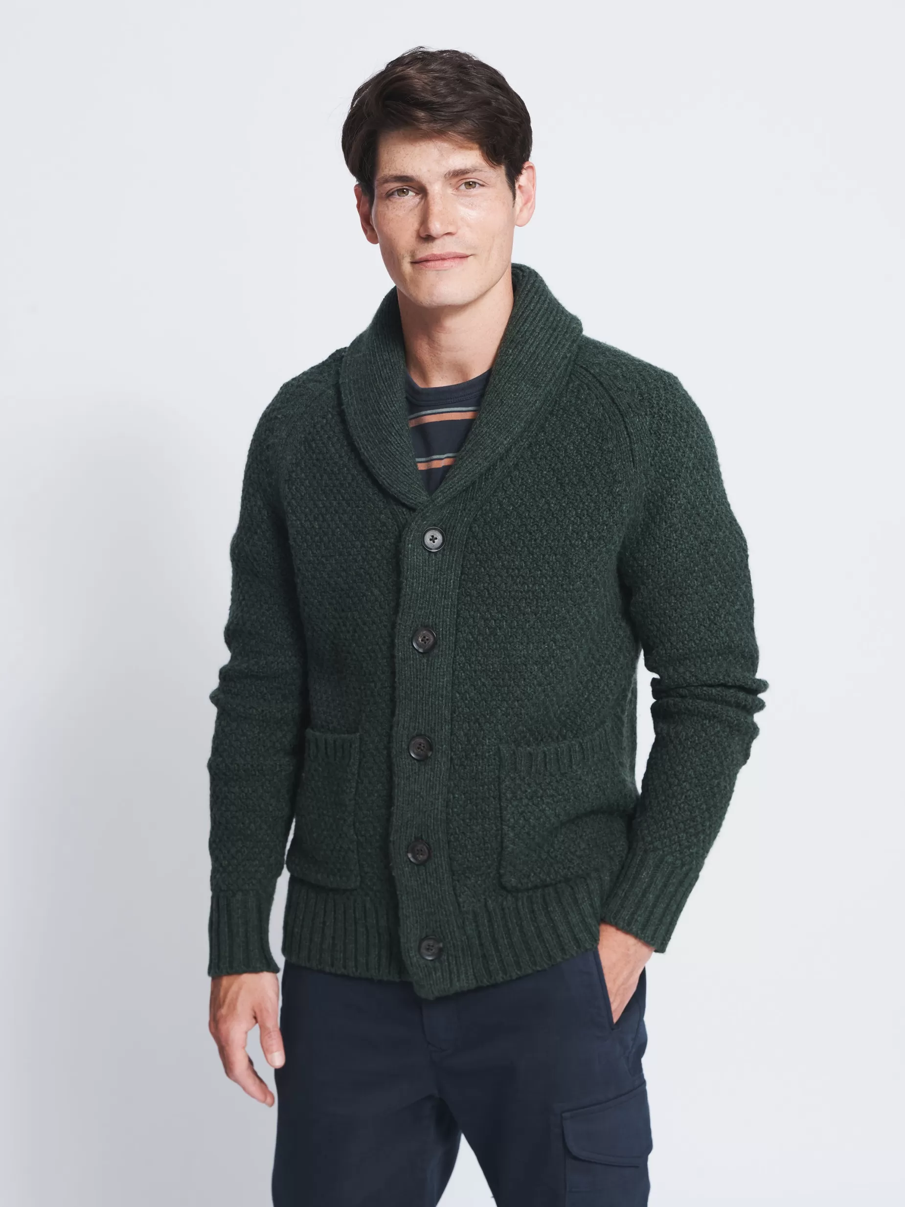 Best Sale Aubin Drayton Moss Stitch Cardigan Dark Green