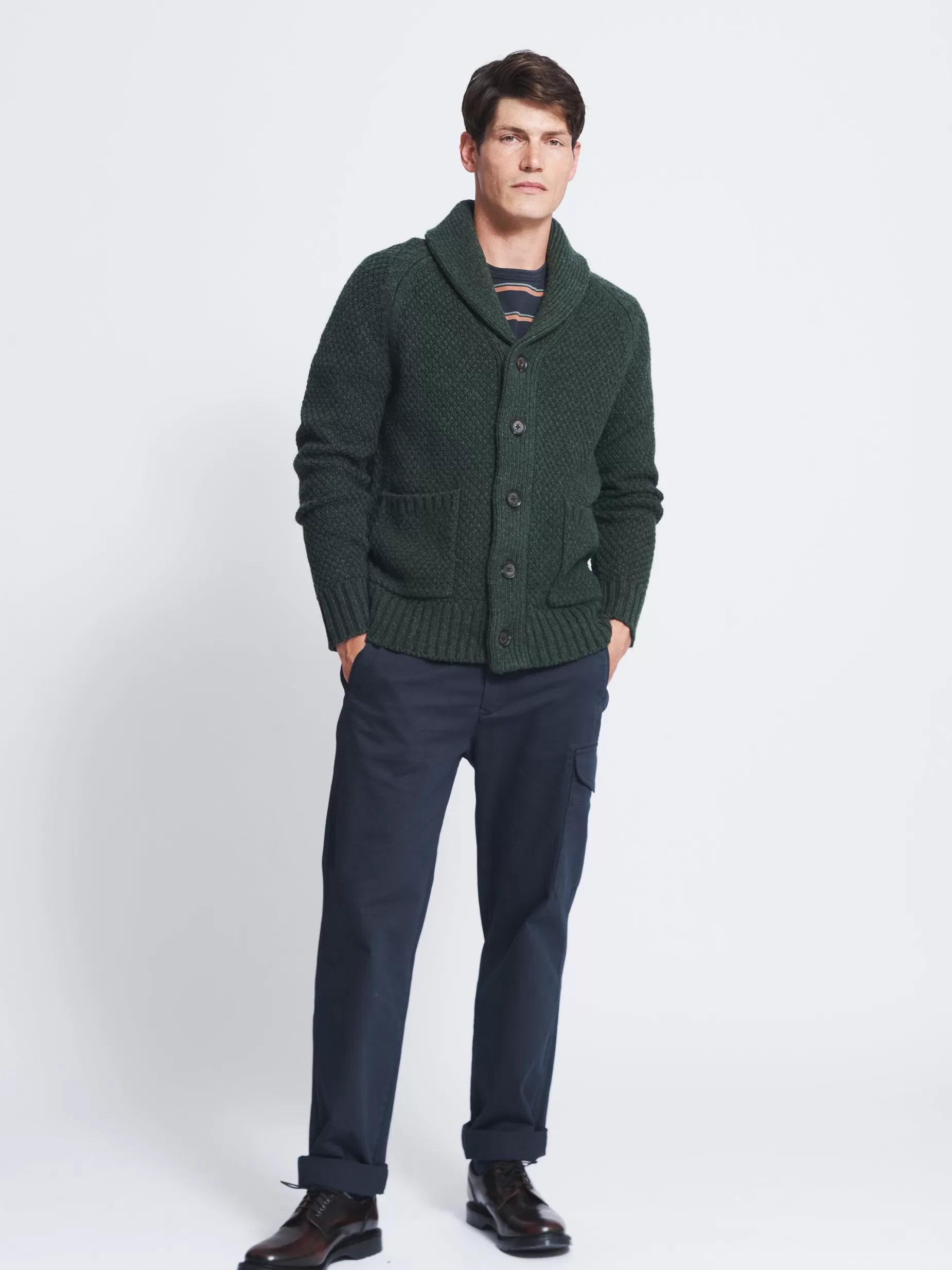 Best Sale Aubin Drayton Moss Stitch Cardigan Dark Green