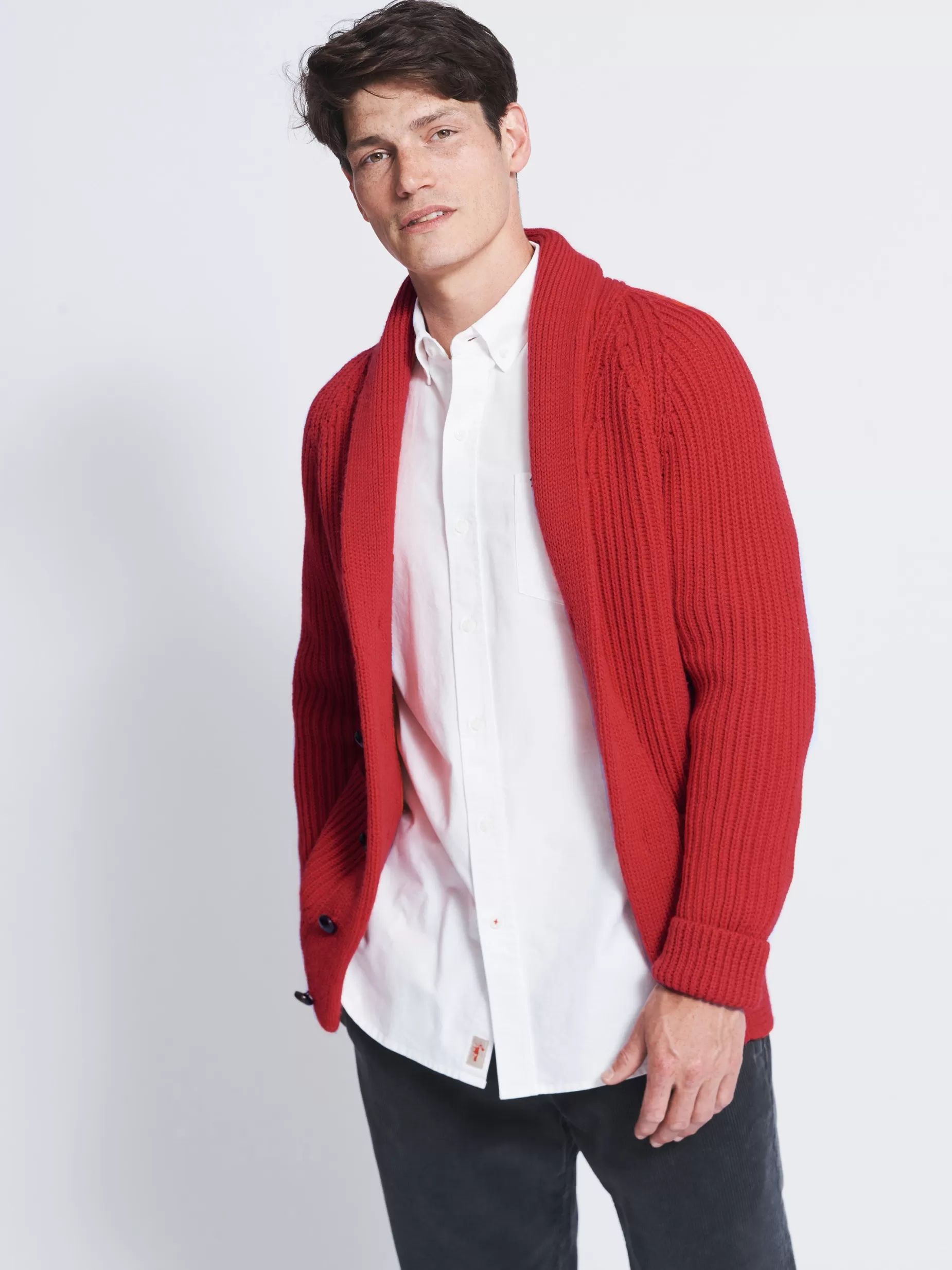 Cheap Aubin Earl Shawl Collar Cardigan Red