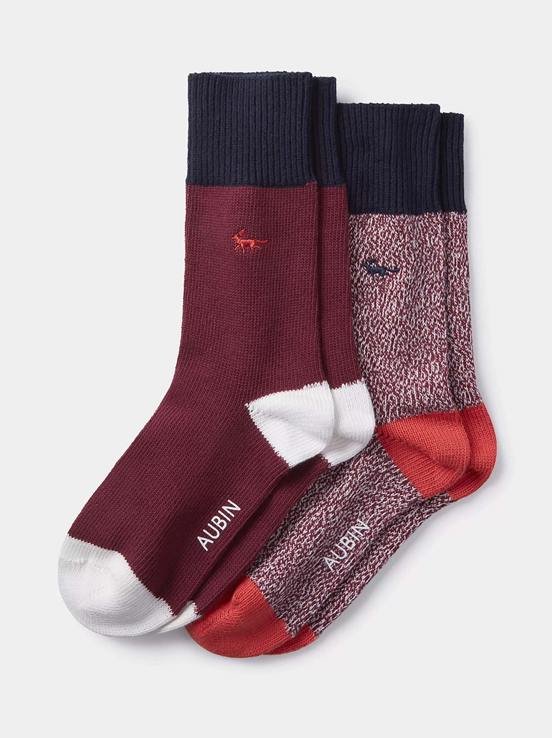 Clearance Aubin Fowey Sock 2 Pack Burgundy