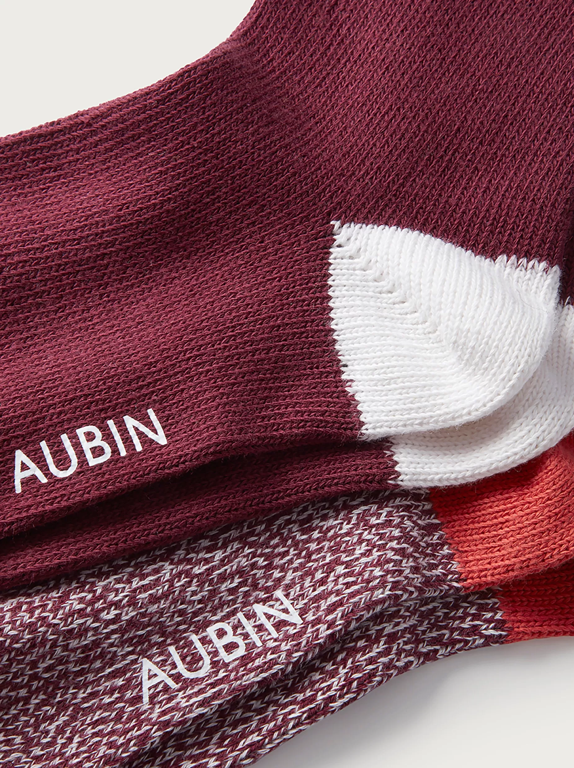 Clearance Aubin Fowey Sock 2 Pack Burgundy