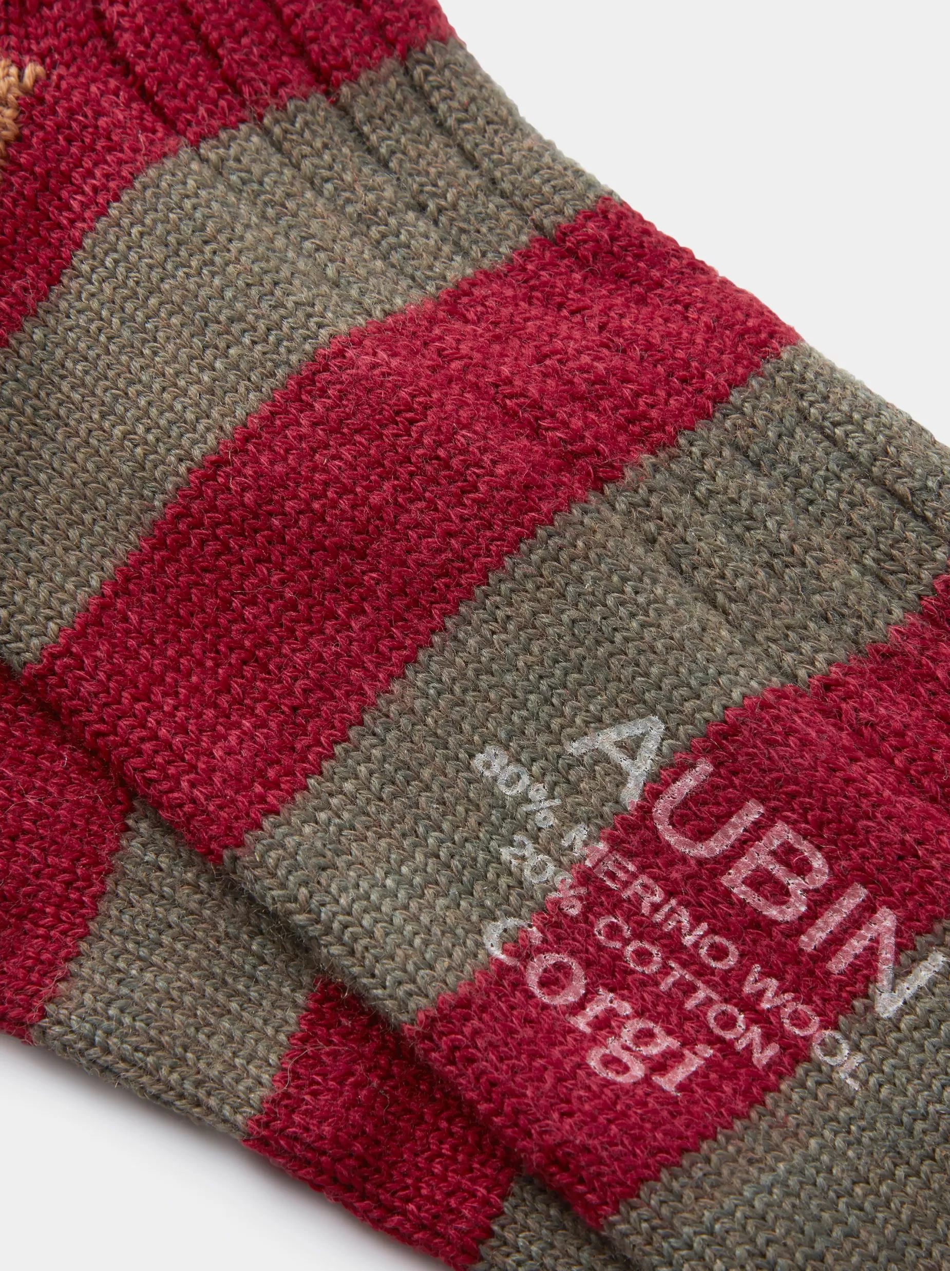 Sale Aubin Frome Sock Burgundy Stripe