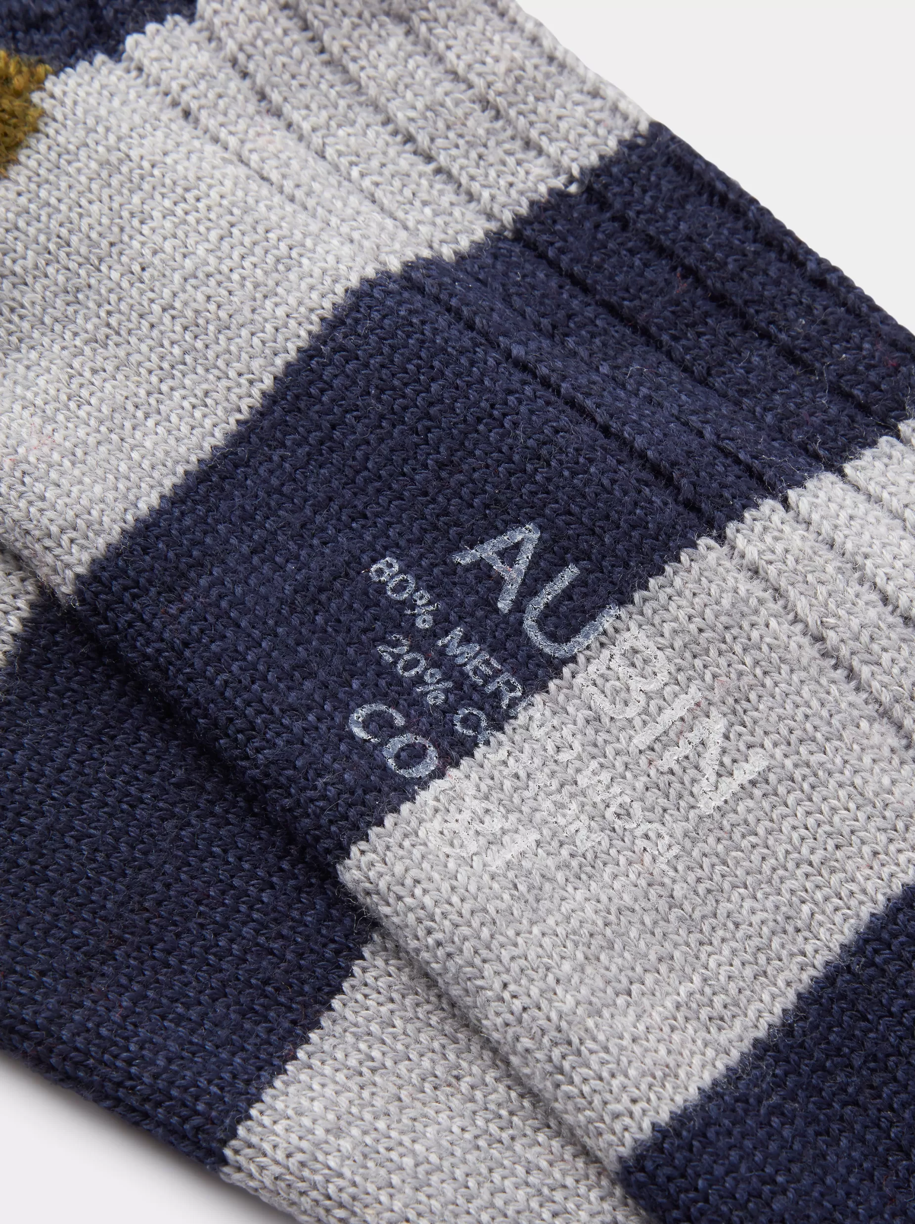 Discount Aubin Frome Sock Navy Stripe