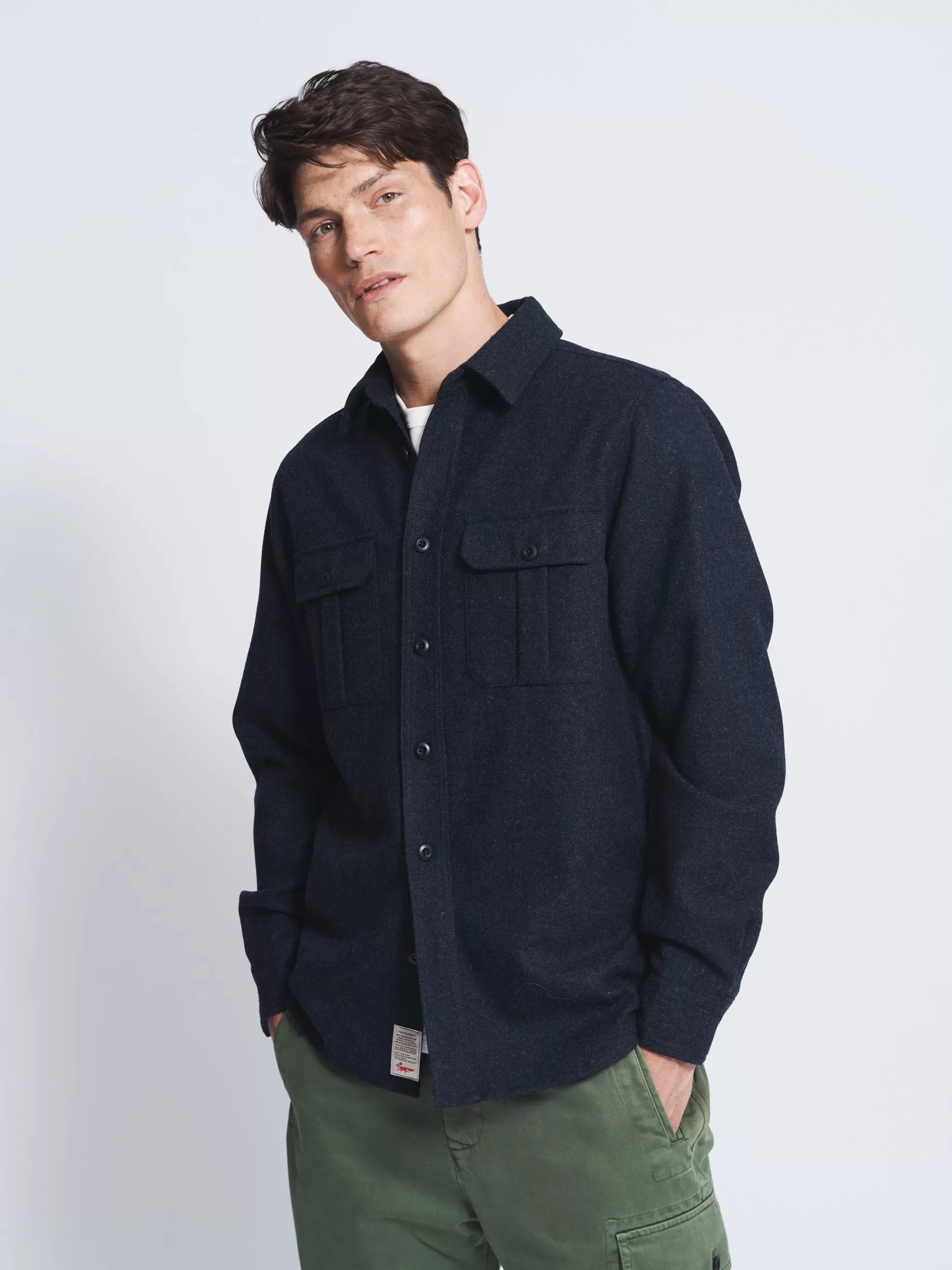 Store Aubin Lysaghts Wool Overshirt Navy