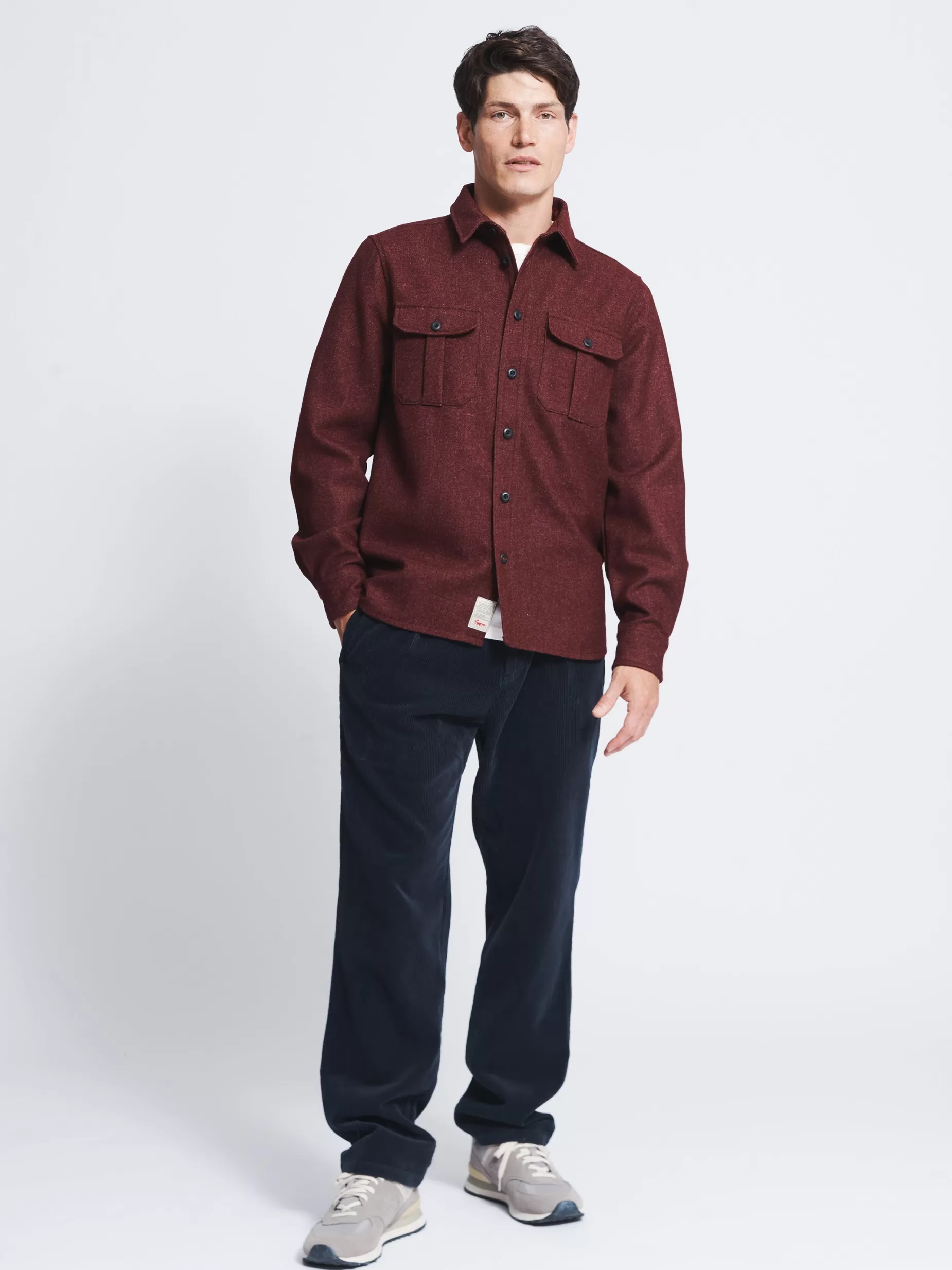 Shop Aubin Lysaghts Wool Overshirt Bordeaux