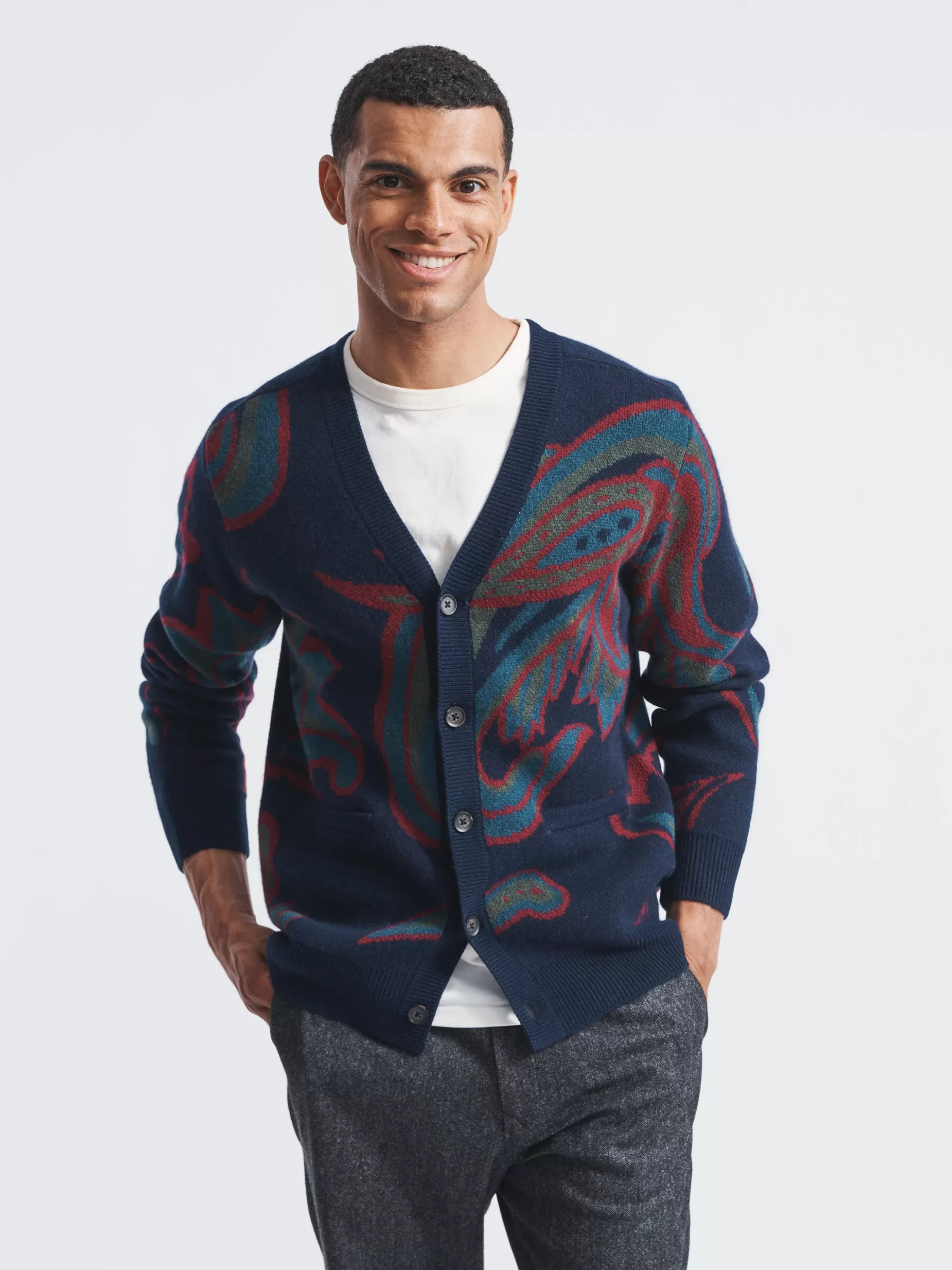 Flash Sale Aubin Paisley Cardigan Navy Paisley