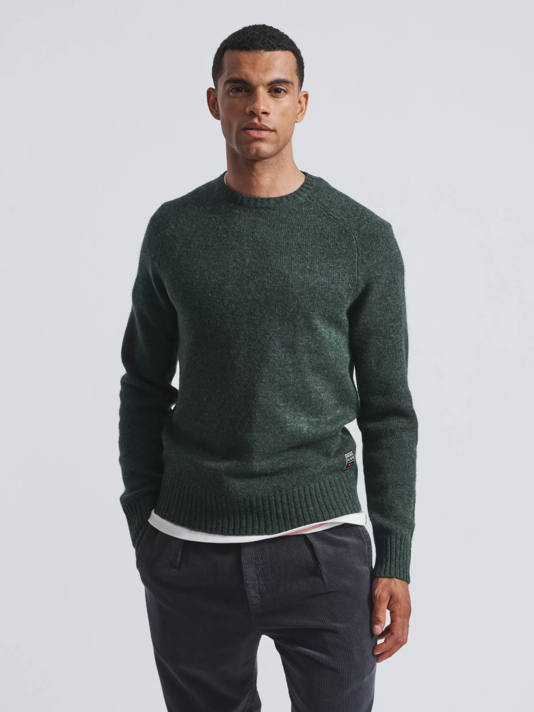 New Aubin Prestwick Shetland Crew Dark Green