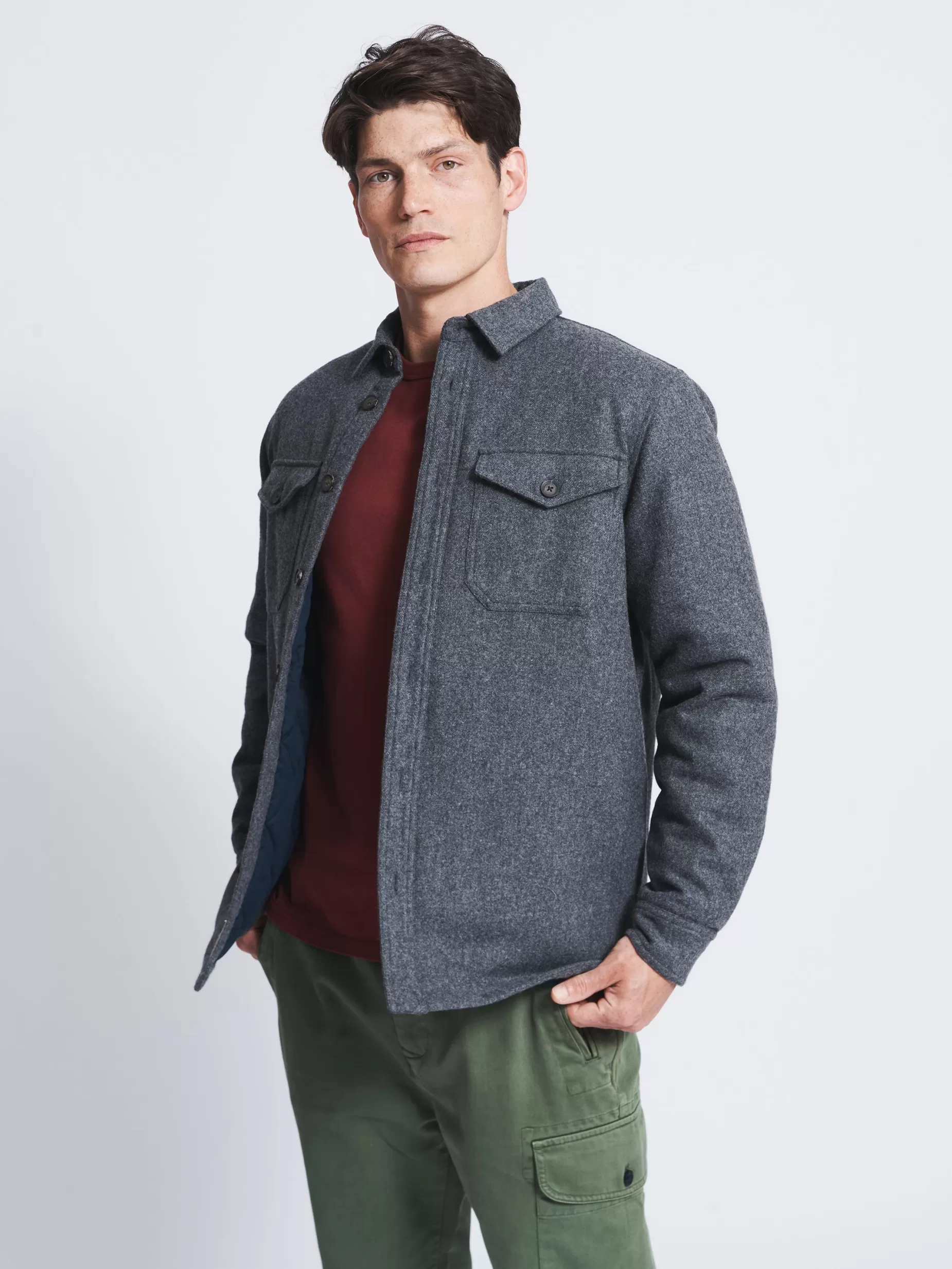 Outlet Aubin Radstock Quilted Overshirt Grey