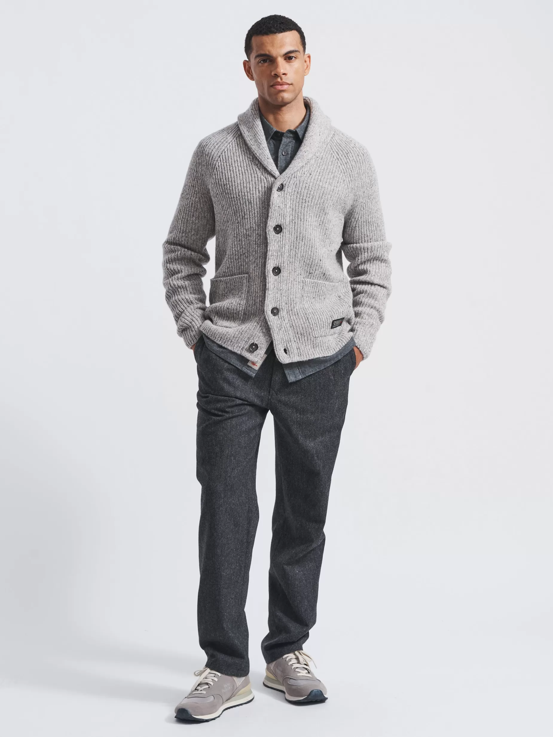 Cheap Aubin Studham Shawl Collar Cardigan Light Grey