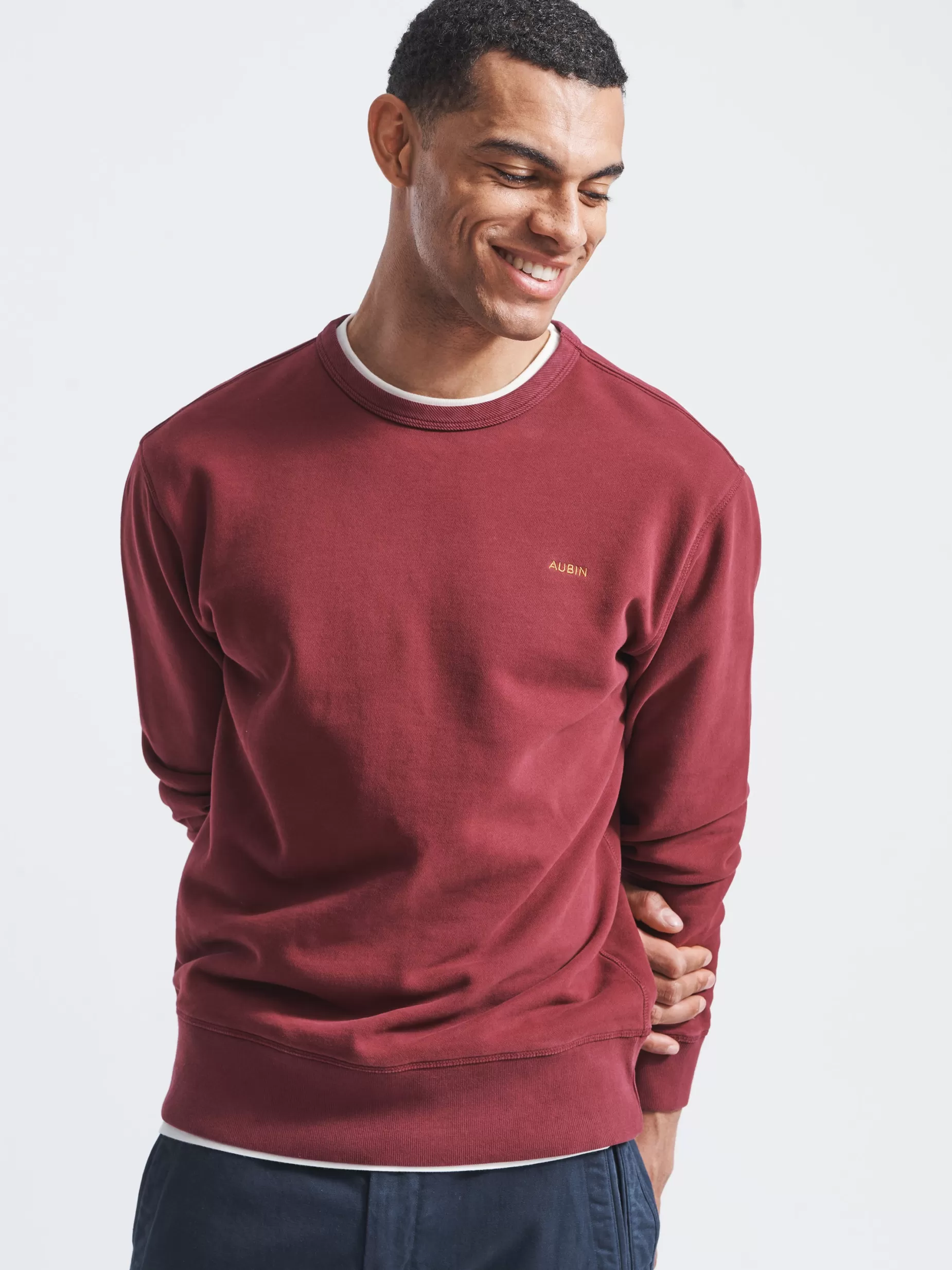 Cheap Aubin Vestry Relaxed Crew Neck Bordeaux