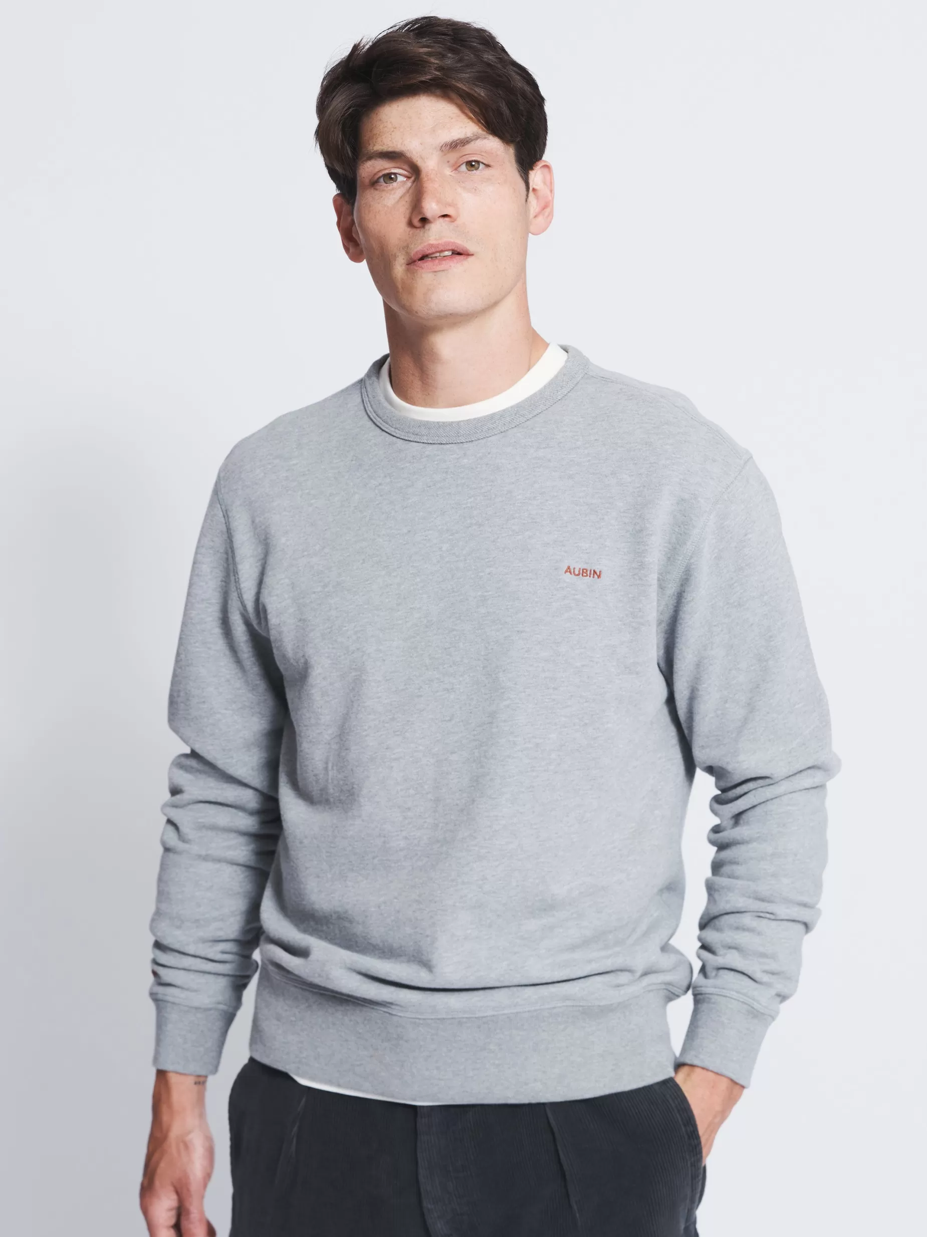 Store Aubin Vestry Relaxed Crew Neck Grey Marl