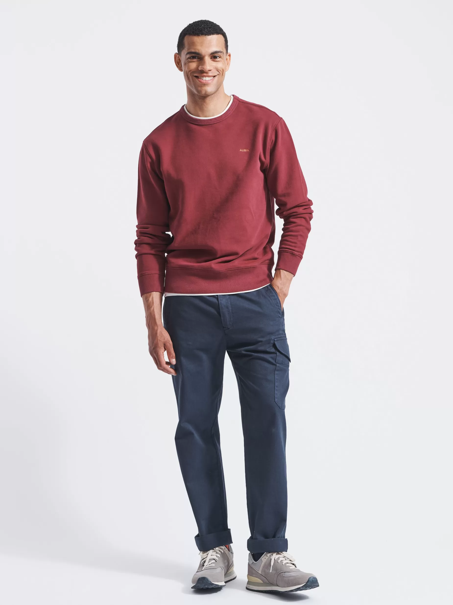 Cheap Aubin Vestry Relaxed Crew Neck Bordeaux