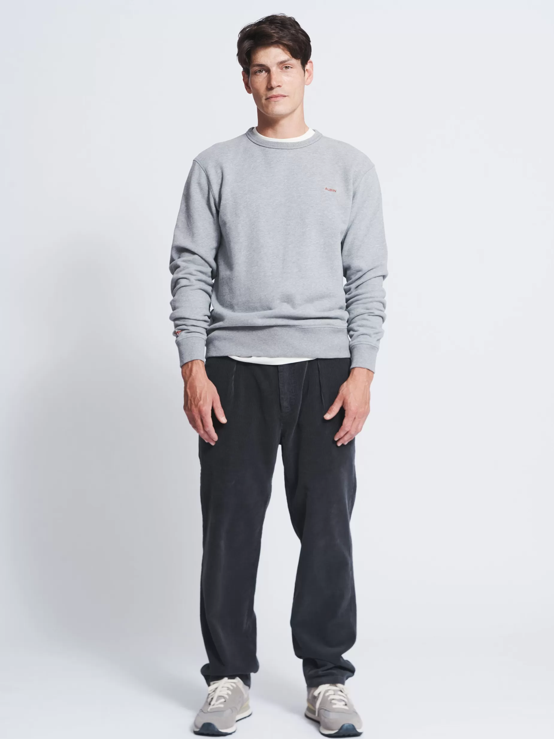 Store Aubin Vestry Relaxed Crew Neck Grey Marl