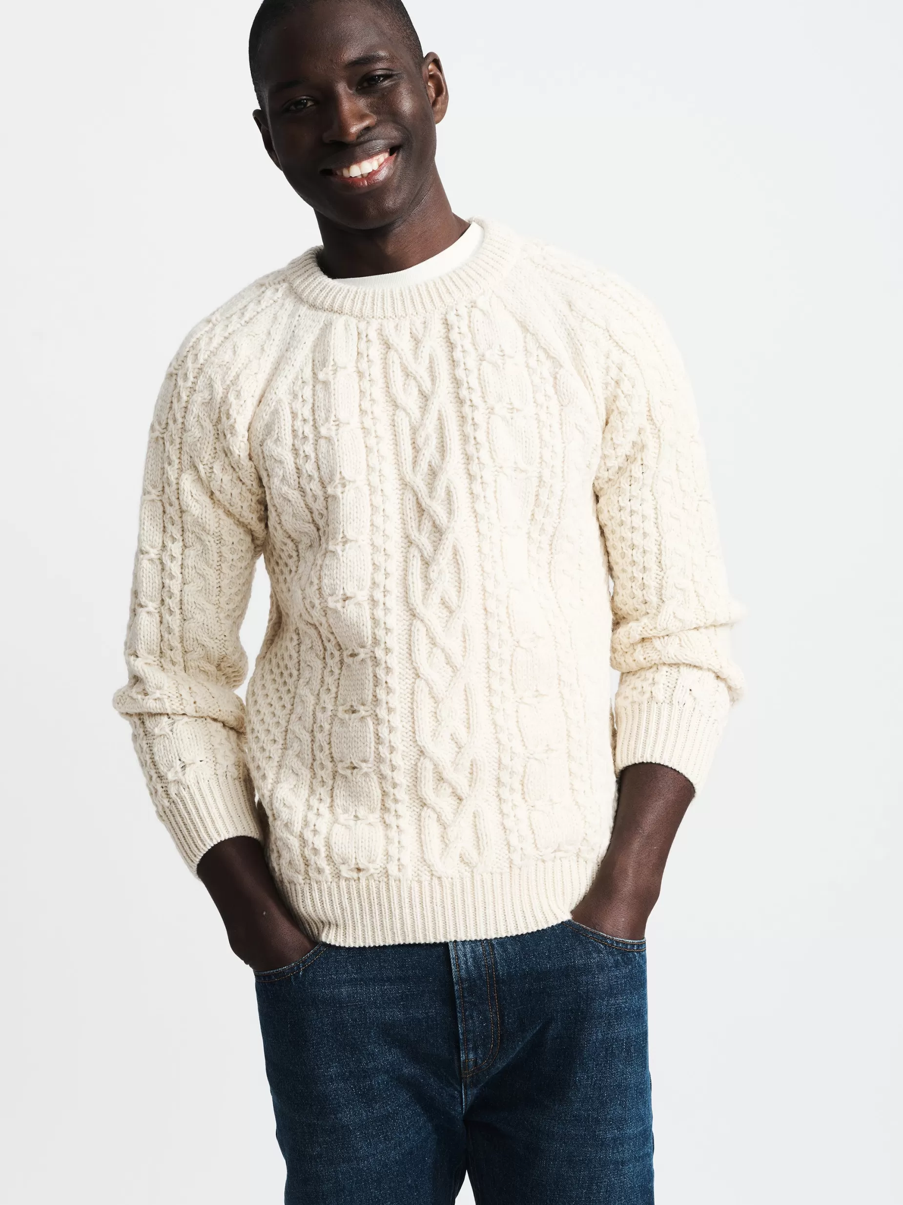 Outlet Aubin Westport Aran Jumper Cream