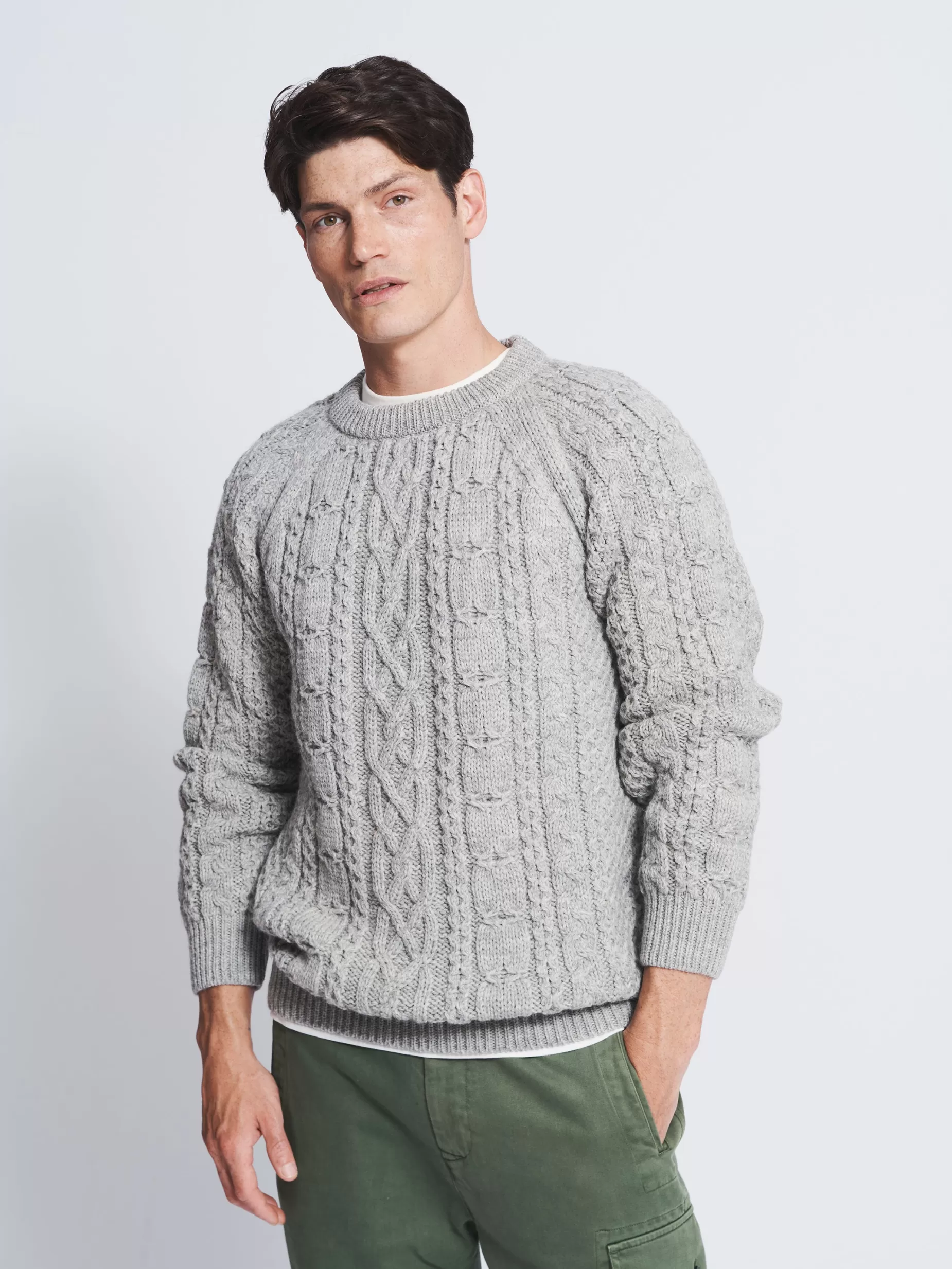 Best Aubin Westport Aran Jumper Grey