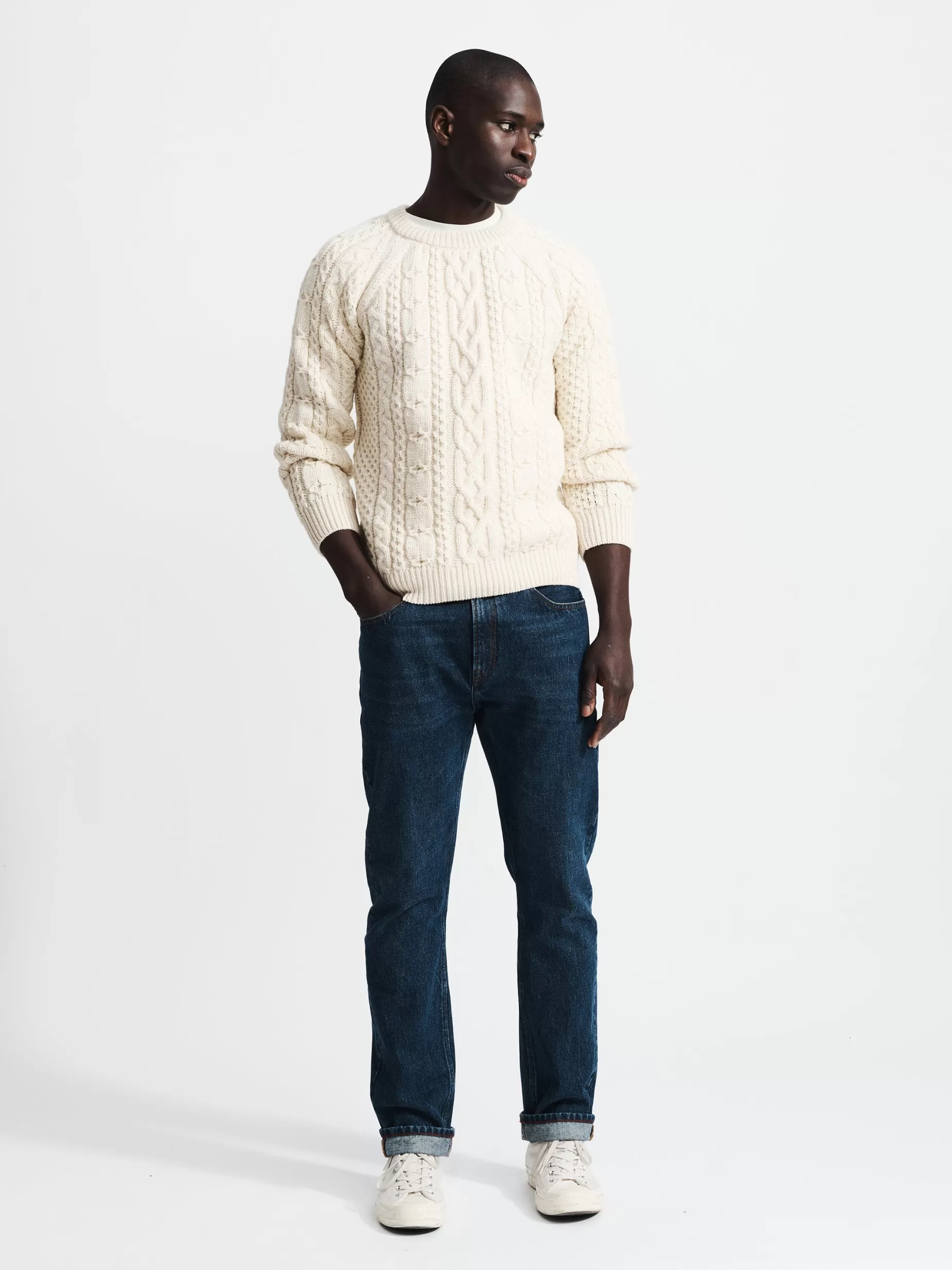 Outlet Aubin Westport Aran Jumper Cream