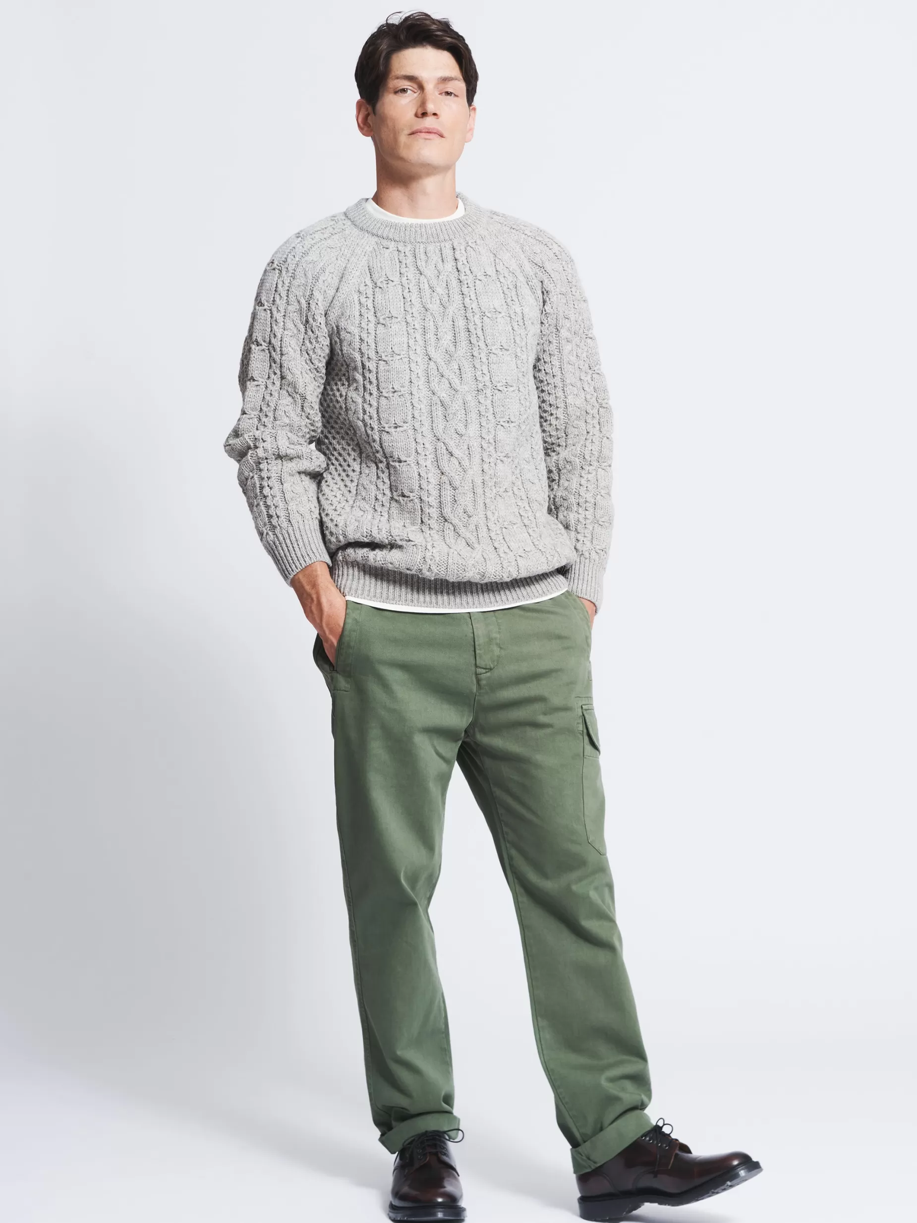 Best Aubin Westport Aran Jumper Grey